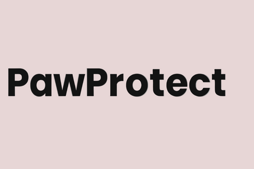 Black 'PawProtect' logo on a white background